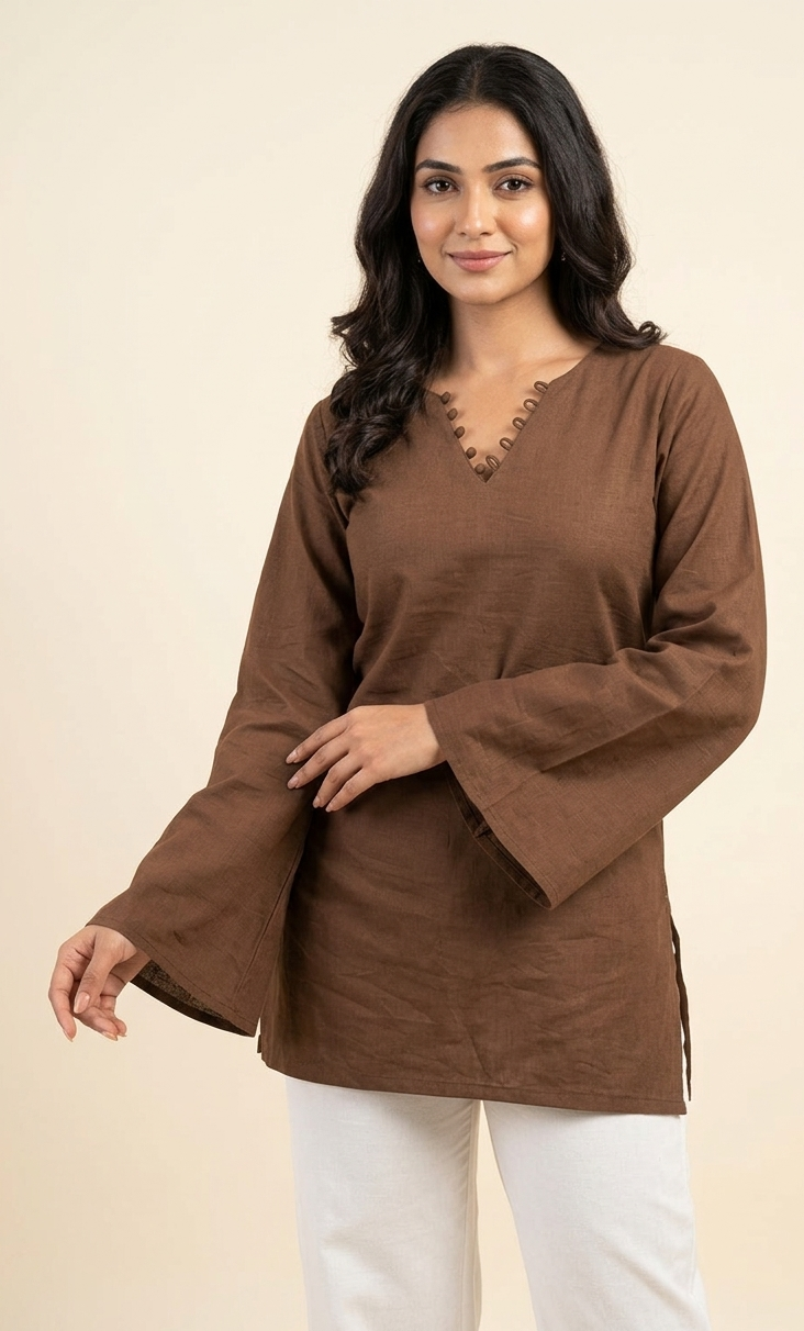 Brown Cotton Kurti