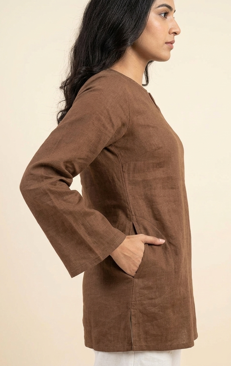 Brown Cotton Kurti