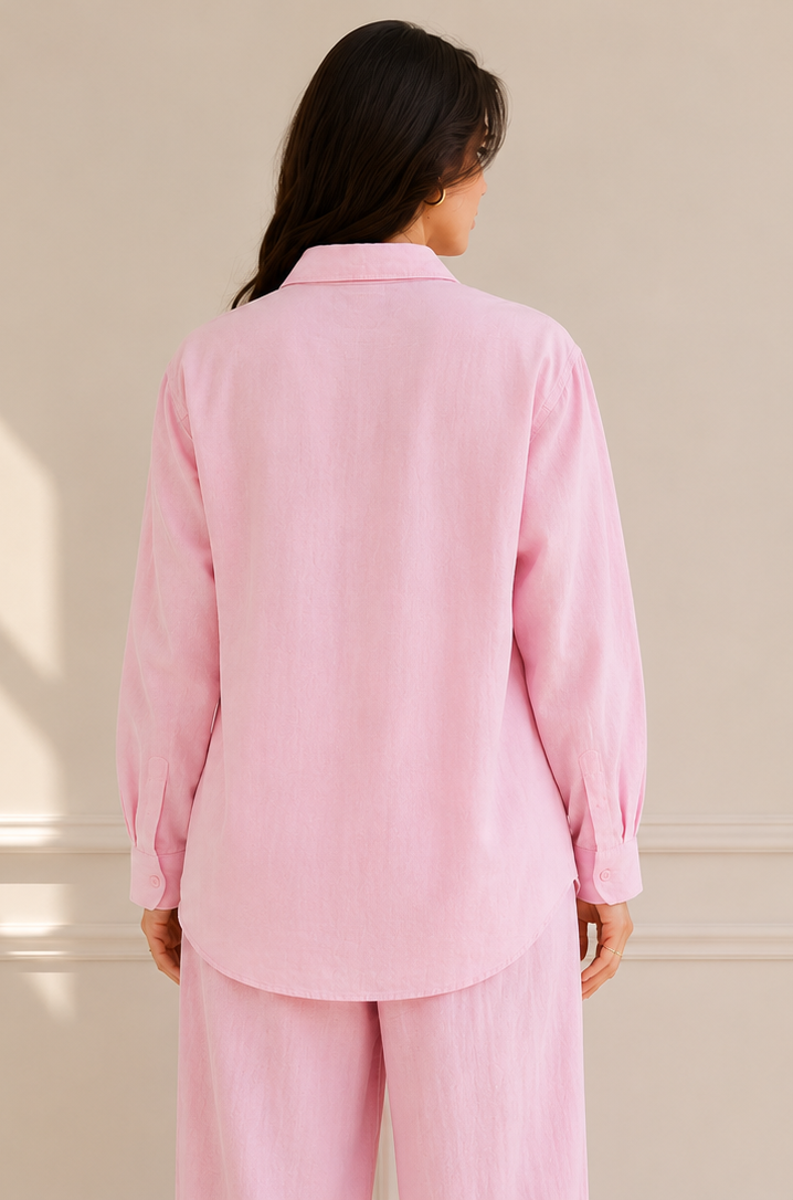 Baby Pink Cotton Linen Co ord Set