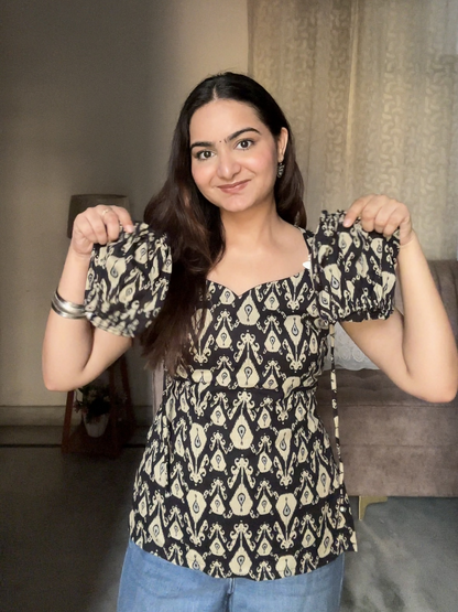 Riva detachable sleeves black Kurti