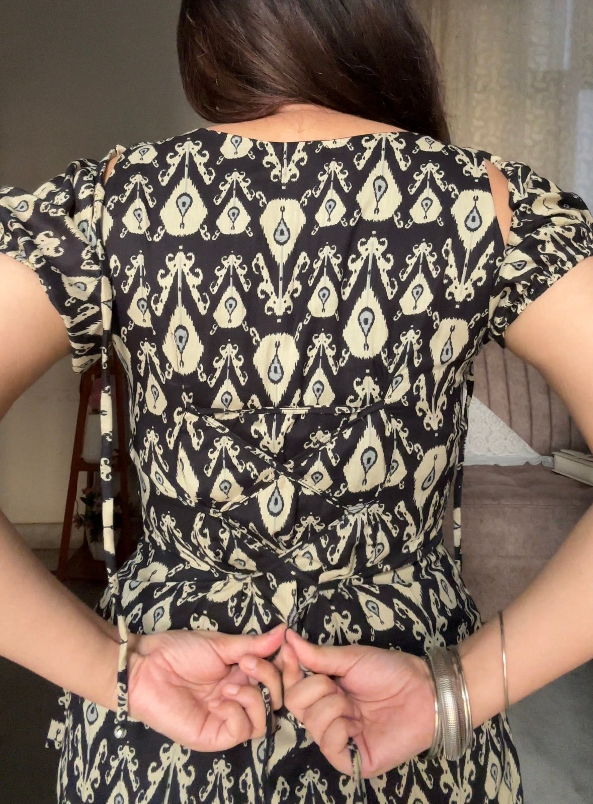 Riva detachable sleeves black Kurti