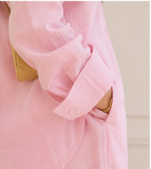 Baby Pink Cotton Linen Co ord Set