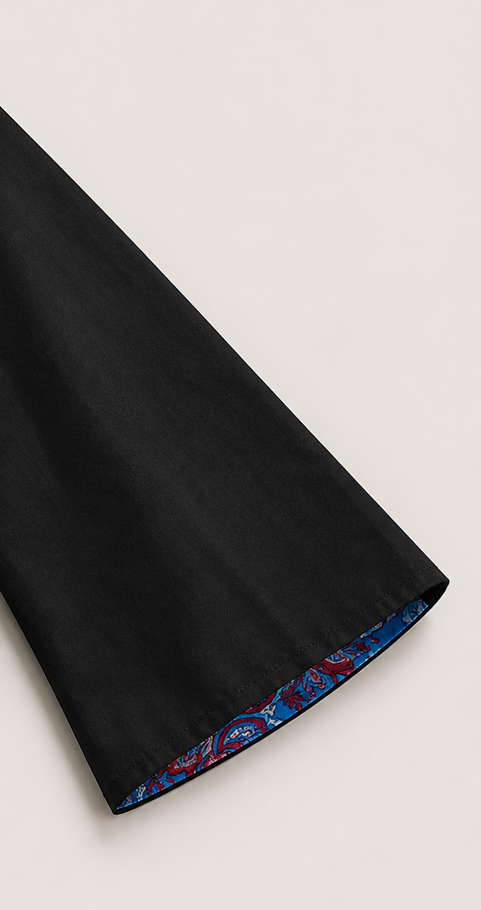Black Cotton linen Kurti with Scarf