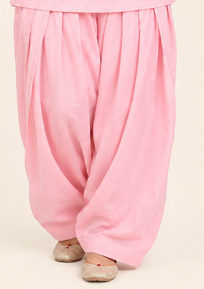 Baby Pink Cotton Kurta with Salwar Set