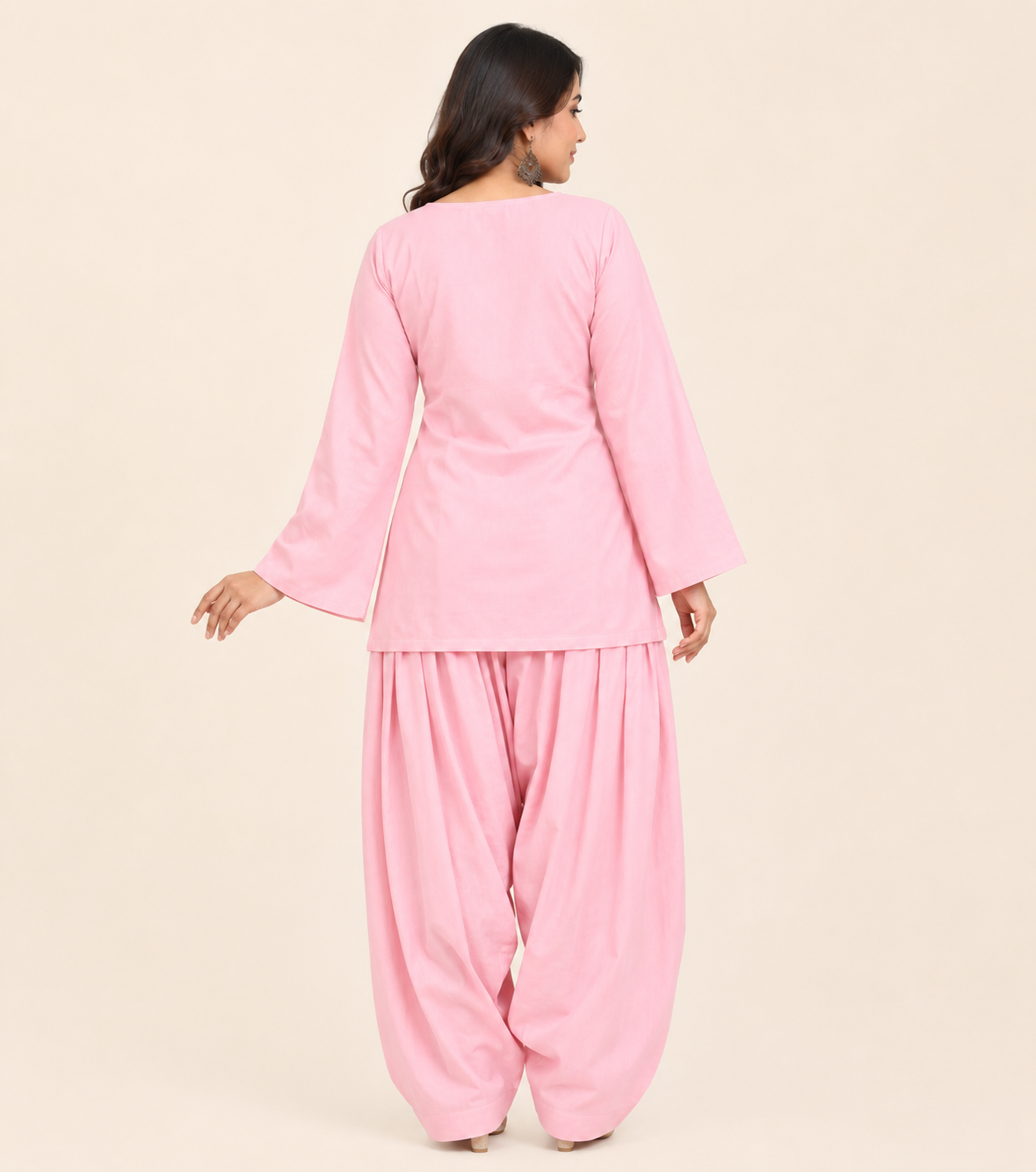 Baby Pink Cotton Kurta with Salwar Set