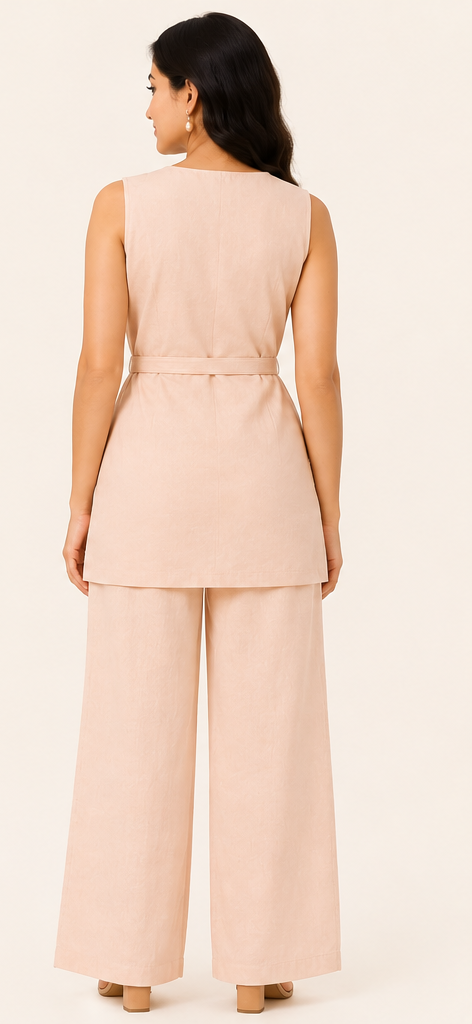 Pastel Peach Co Ord Set with Belt